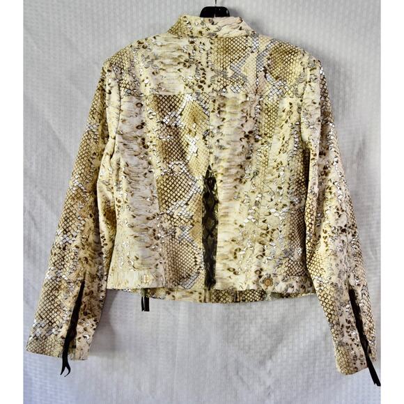 SIMON CHANGE Faux Snake Print Designer Blazer Jacket Size 12 - Picture 6 of 9